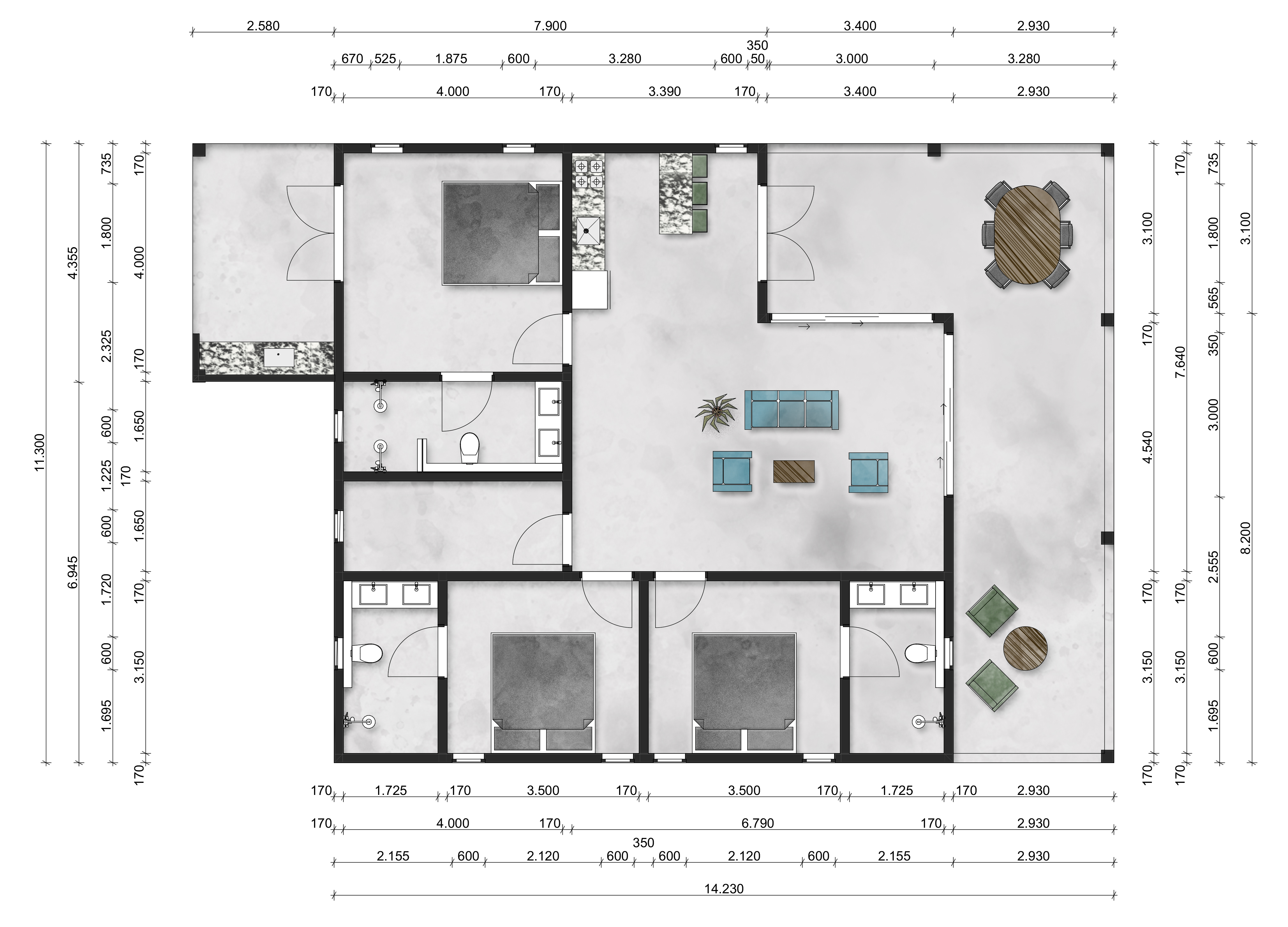 Modelwoning 4, plattegrond