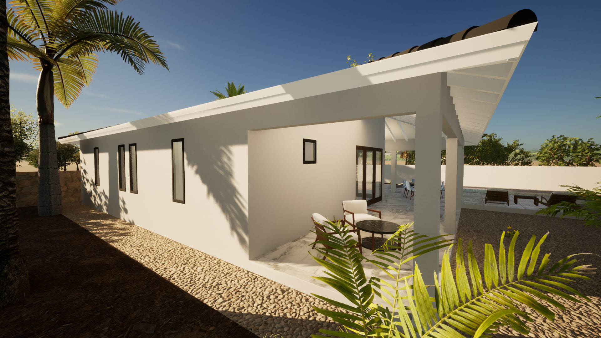 Modelwoning 4, Tuin met leefruimte 